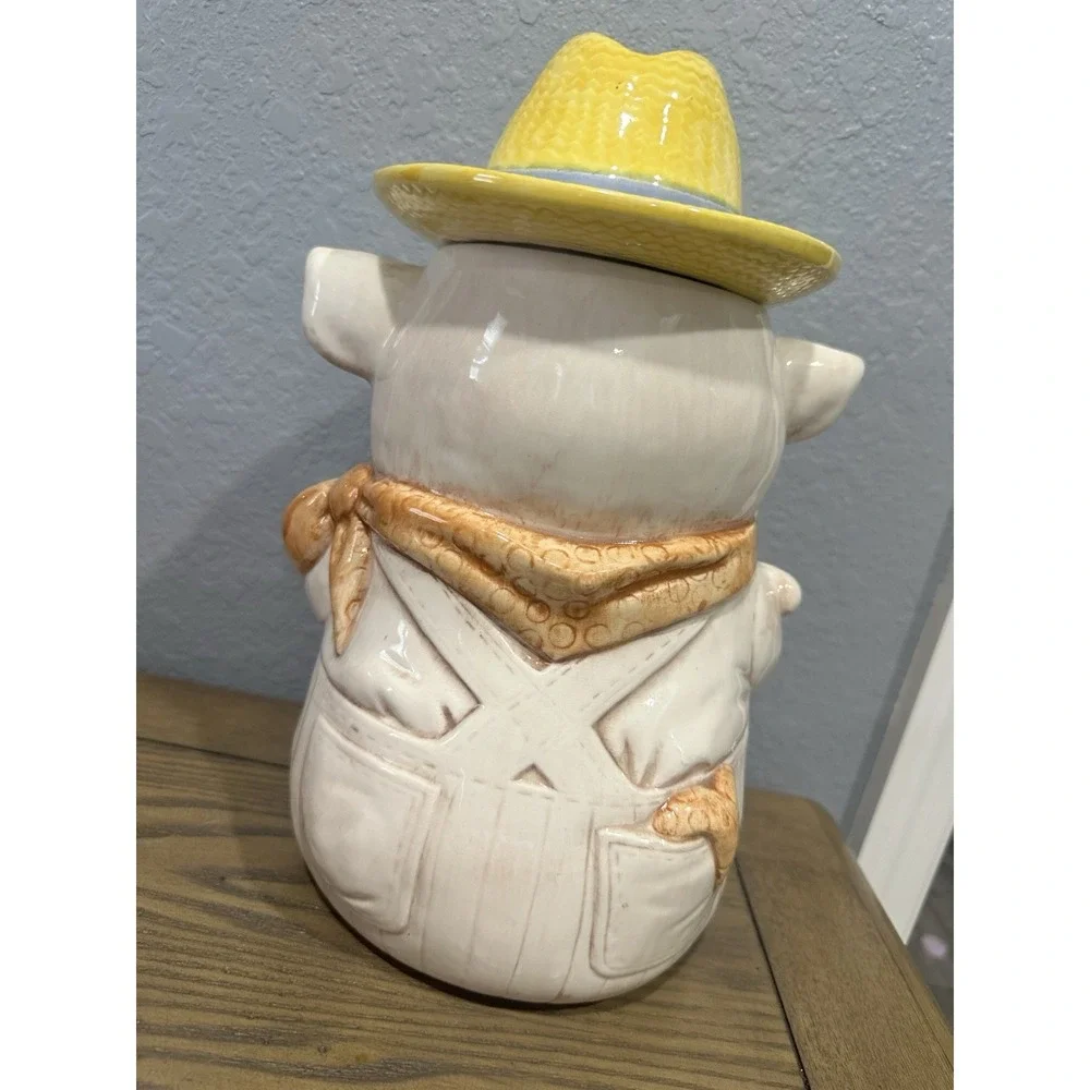 Vintage Treasure Craft Farmer Hog Pig Cookie Jar 12 in Made in USA 1960s